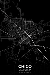 Chico California City Map Print