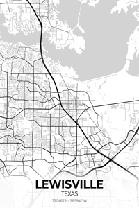 Lewisville Texas City Map Print