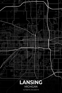 Lansing Michigan City Map Print