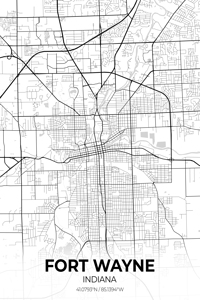 Fort Wayne Indiana City Map Print