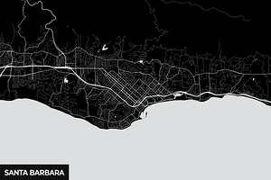 Santa Barbara California City Map Print