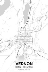 Vernon British Columbia City Map Print