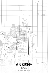 Ankeny Iowa City Map Print
