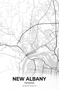 New Albany Indiana City Map Print