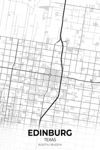 Edinburg Texas City Map Print