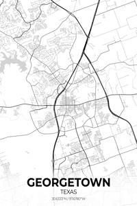 Georgetown Texas City Map Print