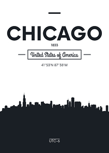 Geometric pattern skyline city America and Europe