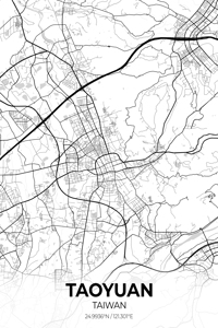 Taoyuan Taiwan City Map Print