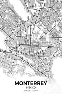 Monterrey Mexico City Map Print