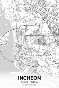 Incheon South Korea City Map Print