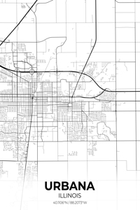 Urbana Illinois City Map Print