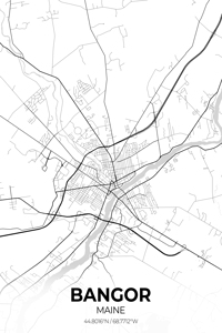 Bangor Maine City Map Print