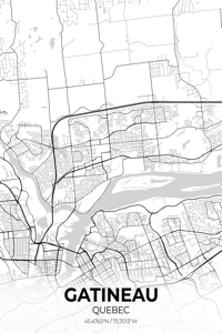 Gatineau Quebec City Map Print