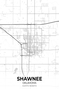 Shawnee Oklahoma City Map Print