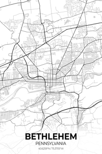Bethlehem Pennsylvania City Map Print