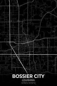 Bossier City Louisiana City Map Print