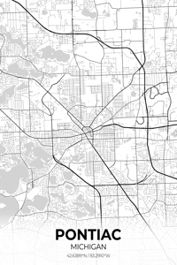 Pontiac Michigan City Map Print
