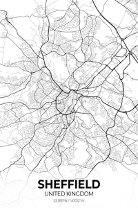 Sheffield United Kingdom City Map Print