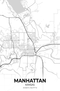 Manhattan Kansas City Map Print