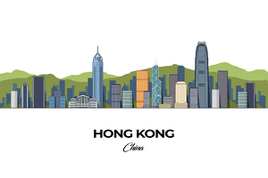 Hong Kong China City Skyline Print