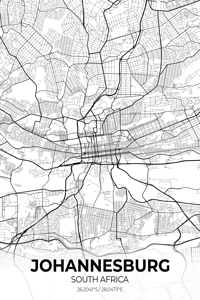 Johannesburg South Africa City Map Print