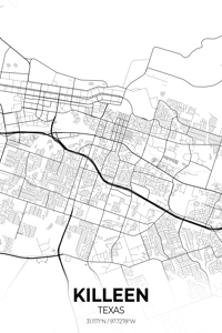 Killeen Texas City Map Print