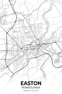 Easton Pennsylvania City Map Print
