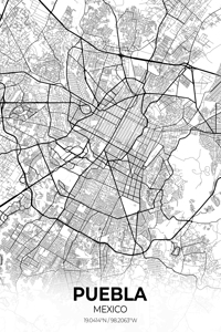 Puebla Mexico City Map Print