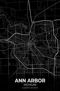 Ann Arbor Michigan City Map Print