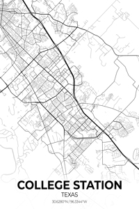 College Station Texas City Map Print
