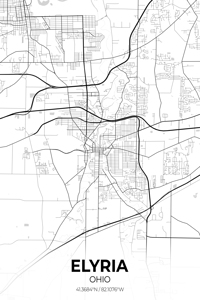 Elyria Ohio City Map Print