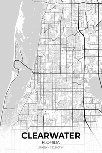 Clearwater Florida City Map Print