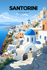 Santorini Travel Print
