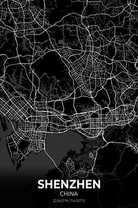 Shenzhen China City Map Print