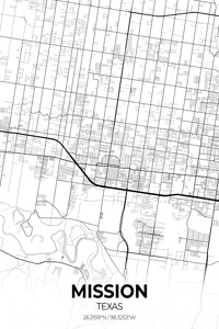 Mission Texas City Map Print