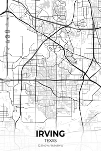 Irving Texas City Map Print