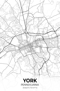 York Pennsylvania City Map Print