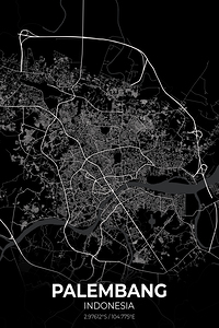 Palembang Indonesia City Map Print