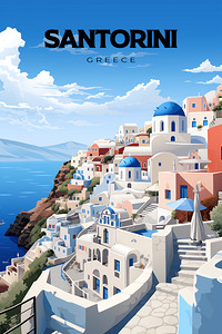 Santorini Greece Travel Print