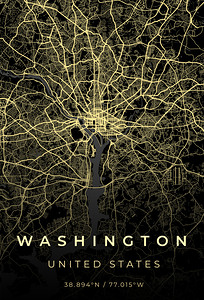 Washington District of Columbia City Map Print