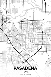Pasadena Texas City Map Print