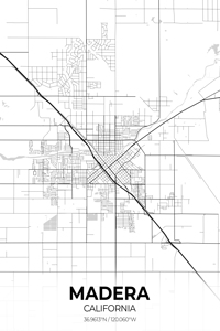 Madera California City Map Print