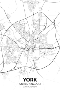 York United Kingdom City Map Print