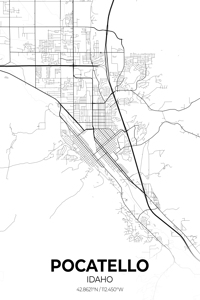 Pocatello Idaho City Map Print