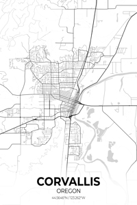 Corvallis California City Map Print