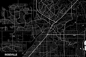 Roseville California City Map Print