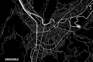 Grenoble France City Map Print