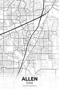 Allen Texas City Map Print