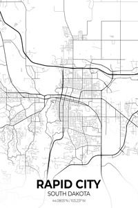 Rapid City South Dakota City Map Print