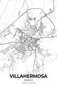 Villahermosa Mexico City Map Print